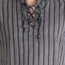 Vishes - Herren Kurta Langarm Baumwollhemd Fischerhemd Kapuze Kapuzenhemd grau L