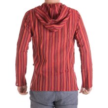 Vishes - Herren Kurta Langarm Baumwollhemd Fischerhemd Kapuze Kapuzenhemd dunkelrot M