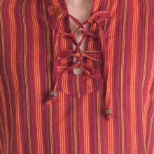 Vishes - Herren Kurta Langarm Baumwollhemd Fischerhemd Kapuze Kapuzenhemd dunkelrot L