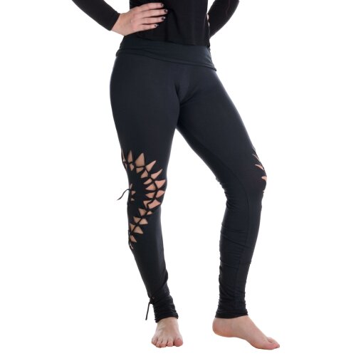 Vishes Leggings Hose Cutwork Goa Hose Elfen schwarz 38