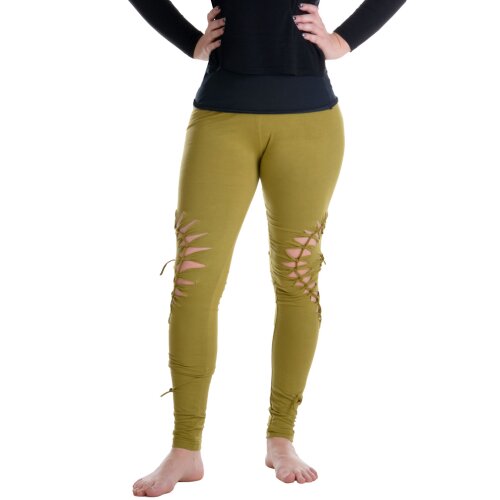 Vishes Leggings Hose Cutwork Goa Hose Elfen olivegrün 38