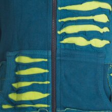 Vishes Goa Jacke Hoodie Zipfelkapuze Sweatjacke türkis-hellgrün 38