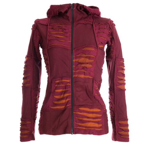 Vishes Goa Jacke Hoodie Zipfelkapuze Sweatjacke dunkelrot-orange 34