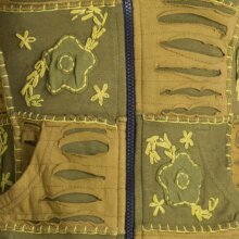 Vishes Jacke bestickt Patchwork Jacke Zipfelkapuze olivegrün 36