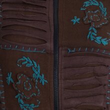 Vishes Jacke bestickt Patchwork Jacke Zipfelkapuze braun-türkis 34