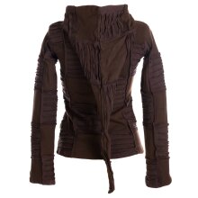 Vishes Jacke bestickt Patchwork Jacke Zipfelkapuze braun-türkis 34