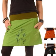Vishes - Baumwollrock mit Blumen Stickerei Taschen...