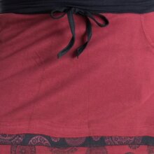 Vishes Kurzer Lagenlook Rock aus Baumwolle - mit Taschen zum Binden dunkelrot 38
