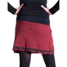Vishes Kurzer Lagenlook Rock aus Baumwolle - mit Taschen zum Binden dunkelrot 38