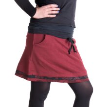 Vishes Kurzer Lagenlook Rock aus Baumwolle - mit Taschen zum Binden dunkelrot 44