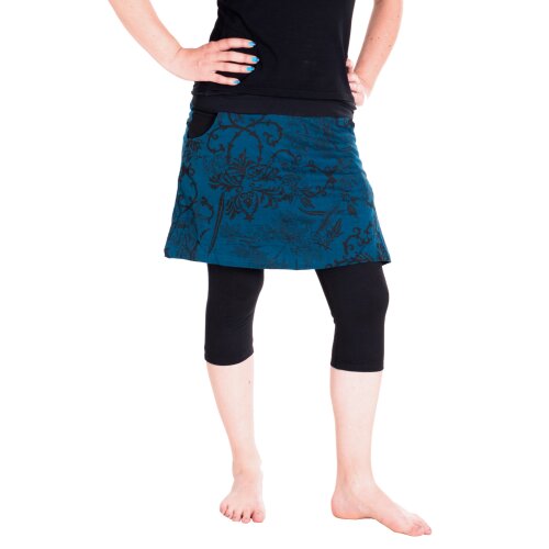 Vishes - Damen Mini Rock mit kurzer Hose drunter Schwarz-Türkis 42