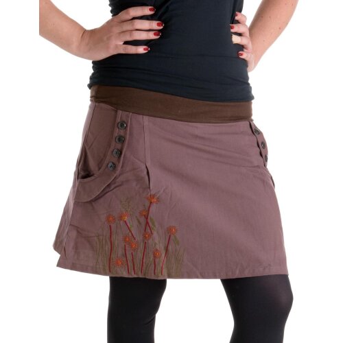 Vishes bestickter Mini Rock Hippie Boho braun 46