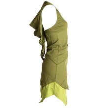 Vishes Mini Kleid Goa Neckholder Kleid zweifarbig Zipfelkleid olive 44/46