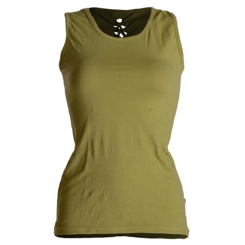 Vishes  Dehnbares Sommer Shirt mit Cutwork auf dem Rücken olivgrün 36