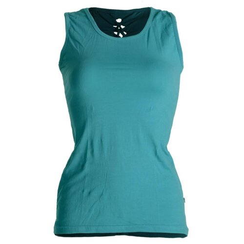 Vishes  Dehnbares Sommer Shirt mit Cutwork auf dem Rücken türkis 36
