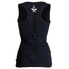 Vishes  Dehnbares Sommer Shirt mit Cutwork auf dem Rücken schwarz 44