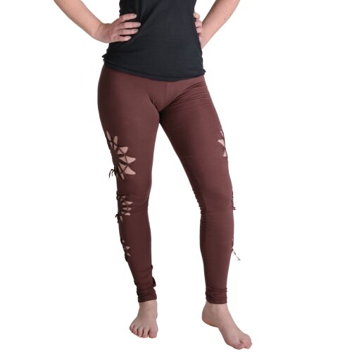 Vishes Leggings Hose Cutwork Goa Hose Elfen braun 40