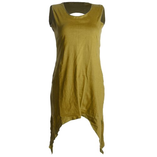 Vishes Zipfeliges Elfenkleid aus Baumwolle - mit rundem Rückenausschnitt olive 46