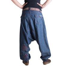 Vishes Blumen Jeans Haremshose Blau 40