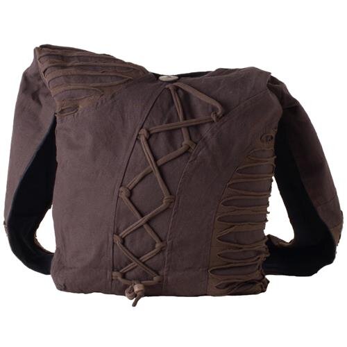Vishes alternative Bekleidung - Yogitasche aus Baumwolle mit Cutwork und Schnüren braun