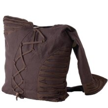 Vishes alternative Bekleidung - Yogitasche aus Baumwolle mit Cutwork und Schnüren braun