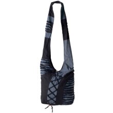 Vishes alternative Bekleidung - Yogitasche aus Baumwolle mit Cutwork und Schnüren schwarz-grau