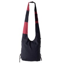 Vishes Yogi Umhängetasche aus Baumwolle mit Schnüren und Holzperlen schwarz-rot