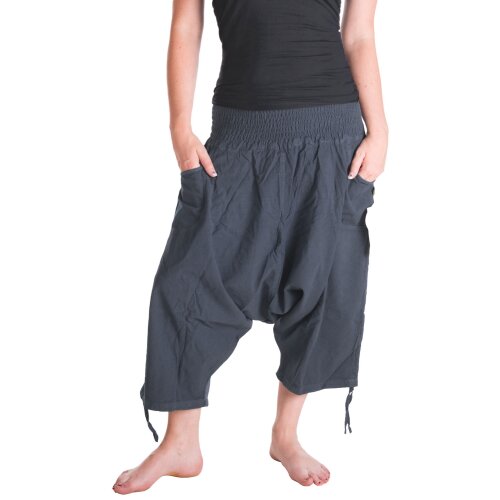 Vishes Extra Weite Hose mit Taschen 3/4 Hose grau