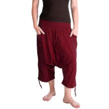 Vishes Extra Weite Hose mit Taschen 3/4 Hose dunkelrot