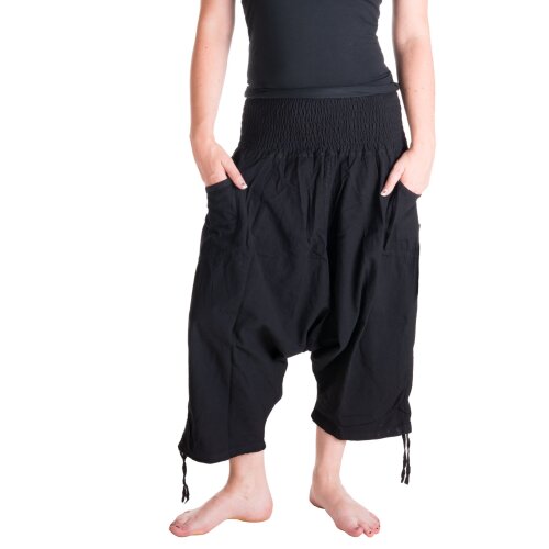 Vishes Extra Weite Hose mit Taschen 3/4 Hose schwarz