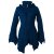Vishes Patchwork Jacke FLeece Zipfelkapuze Hoodie blau 36