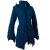 Vishes Patchwork Jacke FLeece Zipfelkapuze Hoodie blau 36