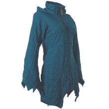 Vishes Patchwork Jacke FLeece Zipfelkapuze Hoodie türkis 34