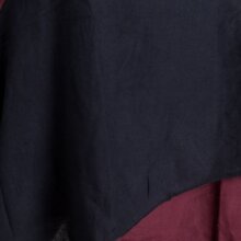 Vishes Ärmelloses Zipfeliges Lagenlook Kleid / Tunika aus handgewebter Baumwolle dunkelrot-schwarz 40