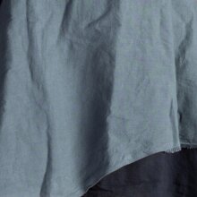 Vishes Langärmliges Zipfeliges Lagenlook Kleid / Tunika aus handgewebter Baumwolle schwarz-grau 46-48