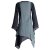 Vishes Langärmliges Zipfeliges Lagenlook Kleid / Tunika aus handgewebter Baumwolle schwarz-grau 48
