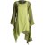 Vishes Langärmliges Zipfeliges Lagenlook Kleid / Tunika aus handgewebter Baumwolle olive-hellgrün 34