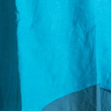 Vishes Langärmliges Zipfeliges Lagenlook Kleid / Tunika aus handgewebter Baumwolle türkis 48