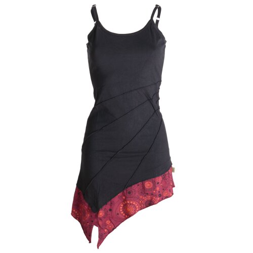 Vishes asymmetrisches Sommerkleid aus leichtem Jerseystoff schwarz-rot 46/48