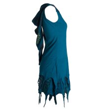 Vishes Zipfelige Elfentunika - im Lagenlook mit Blumen bedruckt Türkis 38