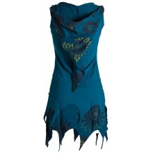 Vishes Zipfelige Elfentunika - im Lagenlook mit Blumen bedruckt Türkis 42