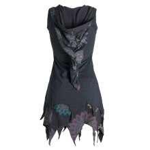 Vishes Zipfelige Elfentunika - im Lagenlook mit Blumen bedruckt Schwarz 36