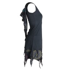 Vishes Zipfelige Elfentunika - im Lagenlook mit Blumen bedruckt Schwarz 36