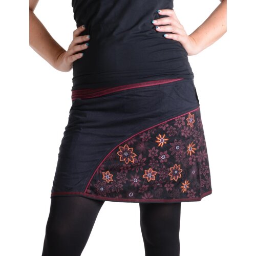 Vishes Mini Rock bestickt Goa Rock Hippie Cacheur schwarz-rot 44/46