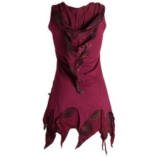 Vishes Zipfelige Elfentunika - im Lagenlook mit Blumen bedruckt Dunkelrot 46