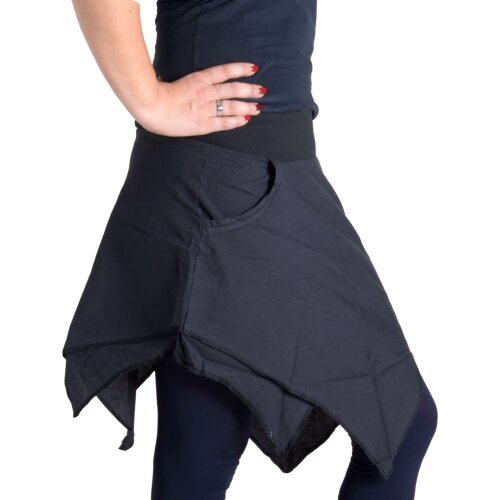 Vishes asymmetrischer Patchwork Rock schwarz-schwarz 34/36