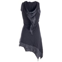 Vishes Asymmetrisches Baumwoll-, Zipfel-, Elfenkleid mit Zipfelkapuze Schwarz 38