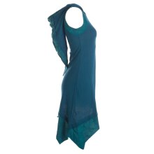Vishes Asymmetrisches Baumwoll-, Zipfel-, Elfenkleid mit Zipfelkapuze Türkis 36