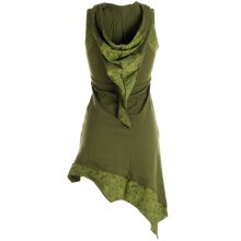 Vishes Asymmetrisches Baumwoll-, Zipfel-, Elfenkleid mit Zipfelkapuze olivegrün 42