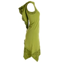 Vishes Asymmetrisches Baumwoll-, Zipfel-, Elfenkleid mit Zipfelkapuze hellgrün 38